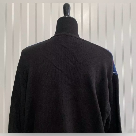 Polo Golf Ralph Lauren V Neck Sweater Size Large 100% Cotton Black Blue Preppy - Picture 8 of 14